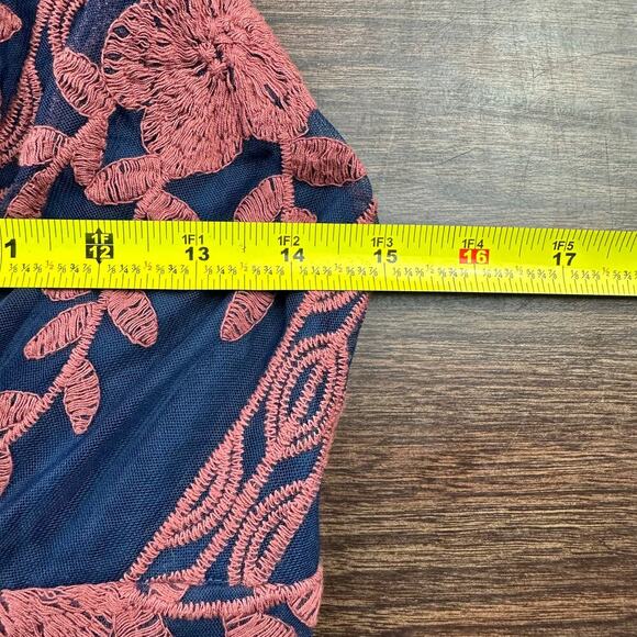 Magnolia Maxi Dress S Lace Embroidered Empire Waist Spaghetti Strap V Neck Navy - Picture 12 of 13